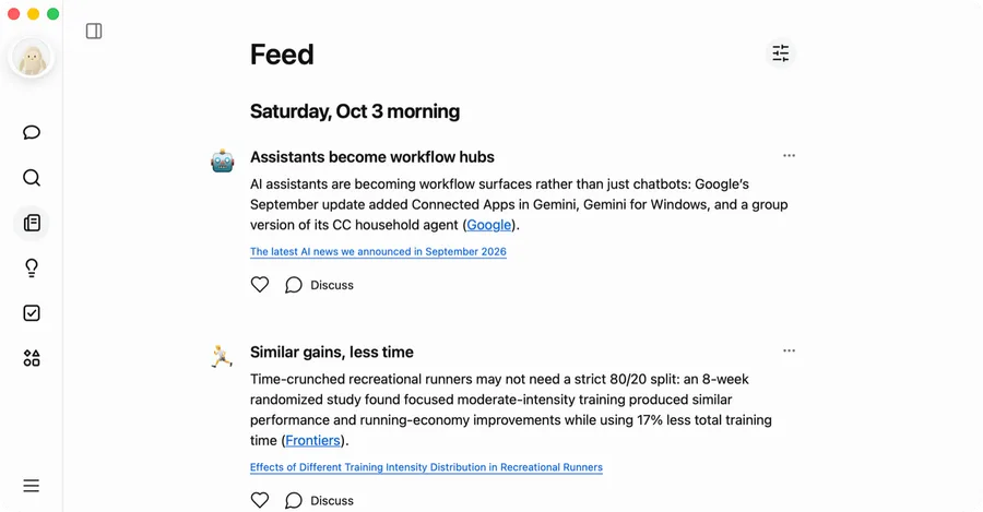 A personal Feed with sources